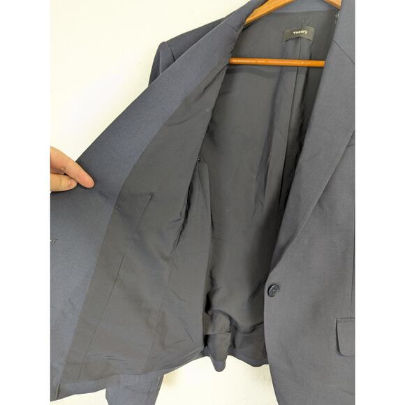 Theory Blazer Womens 6 Navy Blue Office Professional Preppy Classic Wool - Picture 5 of 6